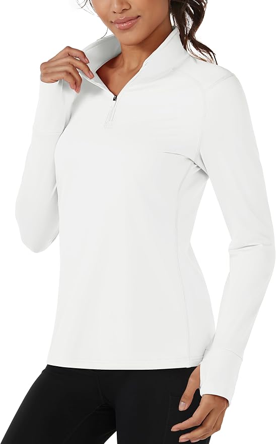 TACVASEN Women's Quarter Zip Sweatshirt Fleece Long Sleeve Workout Pullover | Lightweight Breathable Thermal Fabric,Mock Neck Design,Athletic Tops,Ideal for Gym Running Activities