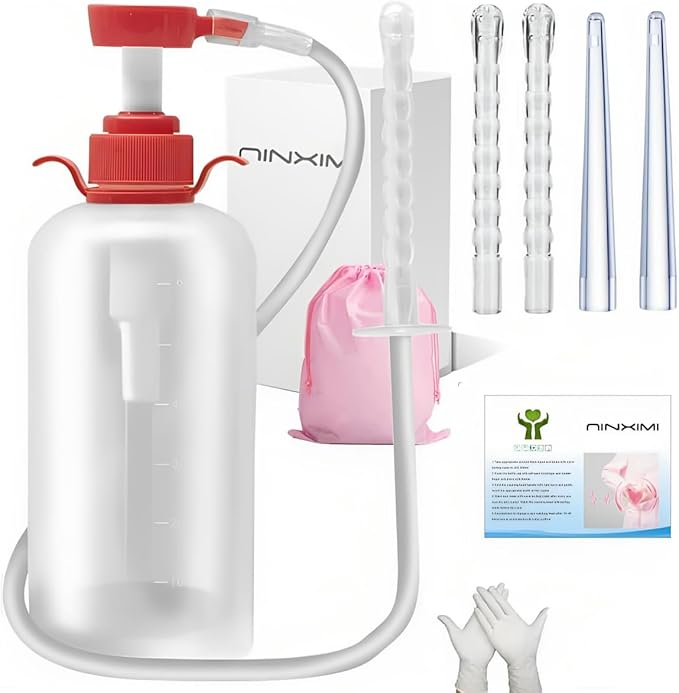 Vaginal Douche Enema Cleaner 600ml Reusable Manual Pressure Anal Vaginal Cleaning System Portable Kit