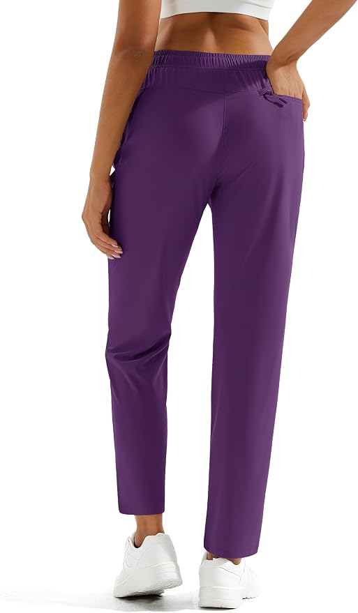 MAGCOMSEN Women's Hiking Pants Lightweight Quick Dry UPF 50 Water Resistant Elastic Waist Golf Travel Pants Zip Pockets