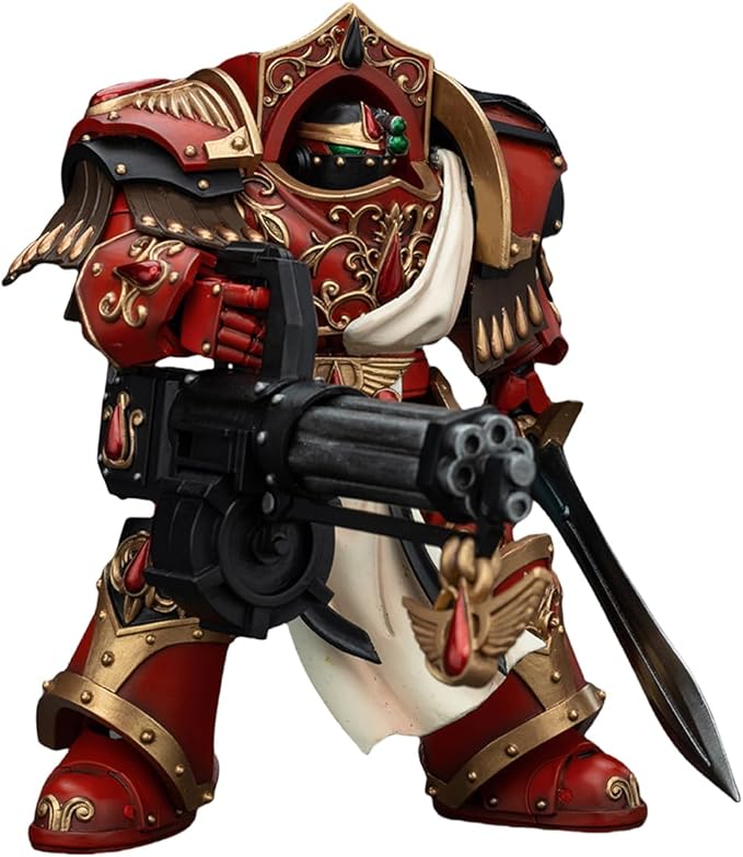 JOYTOY Warhammer The Horus Heresy 1/18 Action Figure Blood Angels Crimson Paladins Squad Crimson Paladin with Iliastus Assault Cannon Collection Model