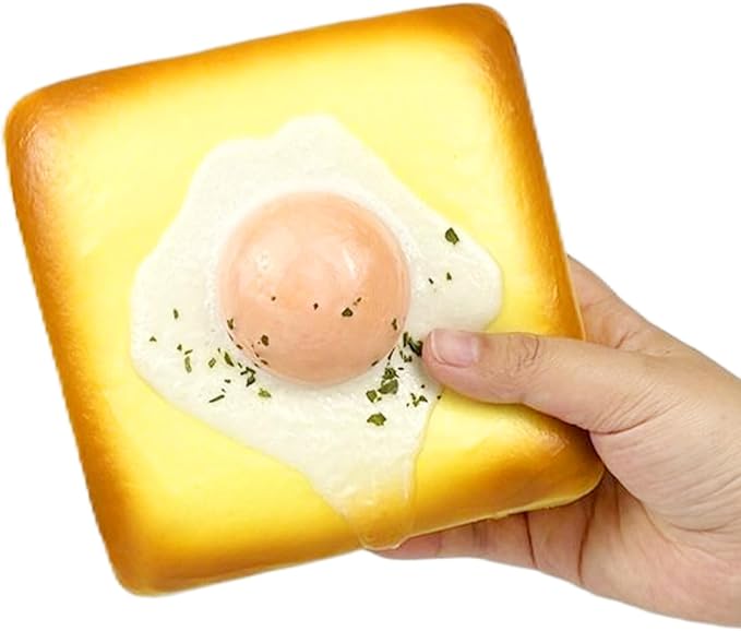 Egg Toast Squishies Super Soft Slow Rising Toy Cute Scented Simulation Food Square Cake Squishys Stress Relief Squeeze Toys for Kid Halloween Christmas Birthday Gift (Egg Toast)