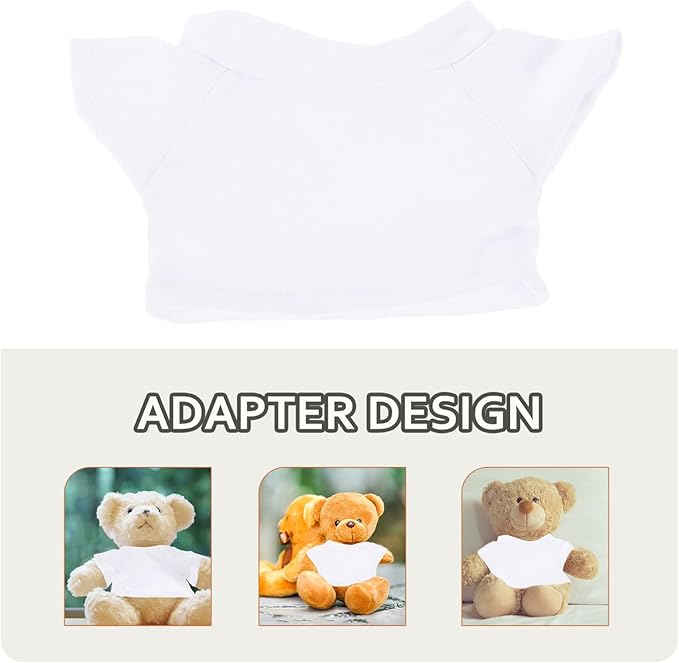 Tofficu Bear T-Shirt 6-Pack Classic Plush Bear Costume Shirts for 20Cm Stuffed Animal Clothes with Soft Cotton Fabric and Round Neck Design for Pet Use