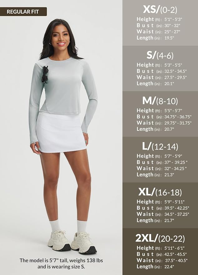 baleaf Women's UPF 50+ Long Sleeve Sun Shirts Crop Rash Guard UV Workout Tops SPF Slim Fit Lightweight Athletic Hiking
