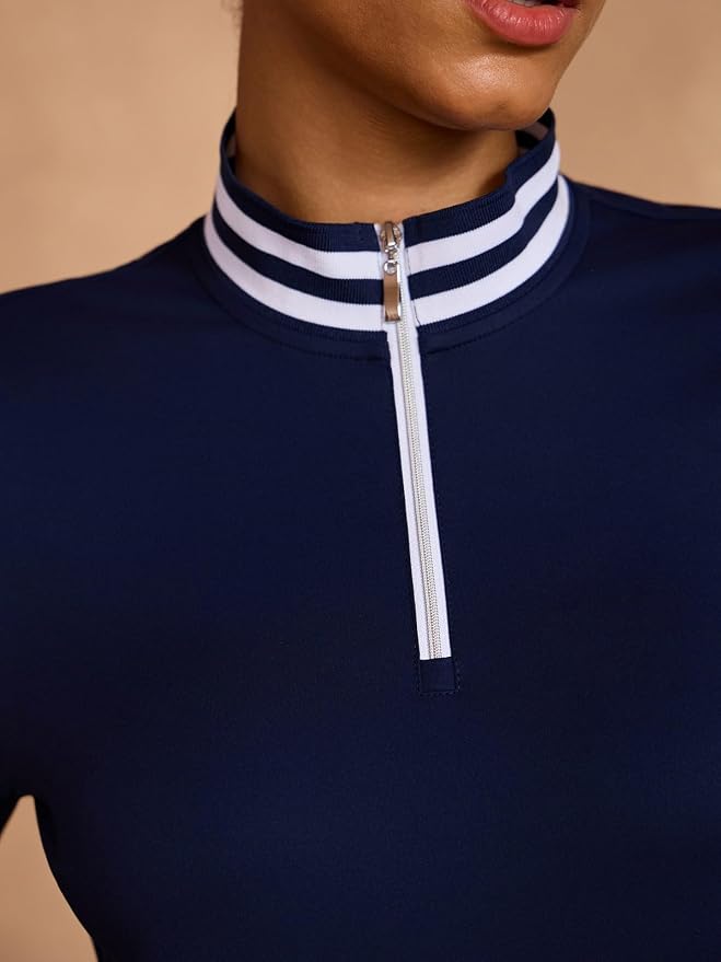 ACEGOLFS Womens Golf Polo Shirts Solid Long Sleeve Quarter Zip Pullover Shirt for Women UPF 50+ Rash Guard Ladies Workout Top