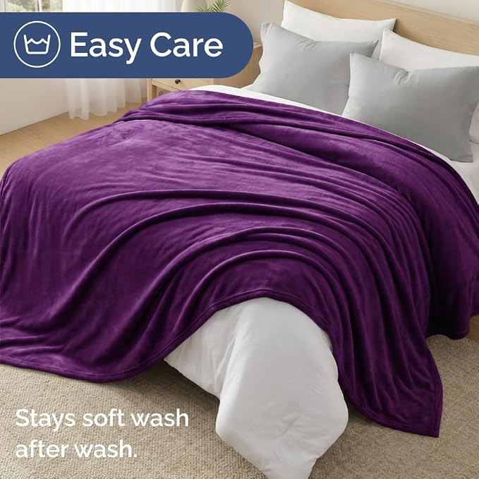 Fleece Blanket Twin Size - Ultra-Soft Warm Flannel Fleece Blanket - Purple | Soft, Warm, Outdoor Picnic Blanket for Camping, Travel, Lightweight, Cozy, Anti-Static, Home Decor Gifts for Men & Women