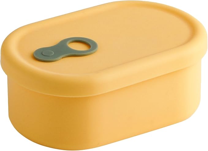 Korean Silicone Food Container, Steam Vent, Mango Yellow, 17 fl oz | Microwave & Freezer Safe, Leakproof, Airtight, Dishwasher Safe, BPA Free