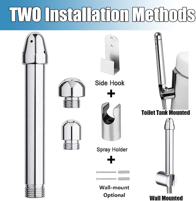 Shower Douche Enema Kit with Hook up, Colon Nozzle Cleaner System with 59 inch Shower Hose and 3 Heads for Men Women Cleaning