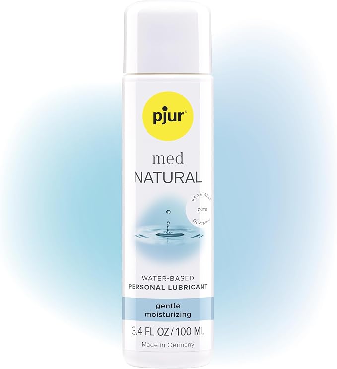 pjur med Natural Water-Based Personal Lubricant, Moisturizing, 3.4 fl oz | Lube With Vegan Ingredients, Easy Wash-Off, Latex Compatible