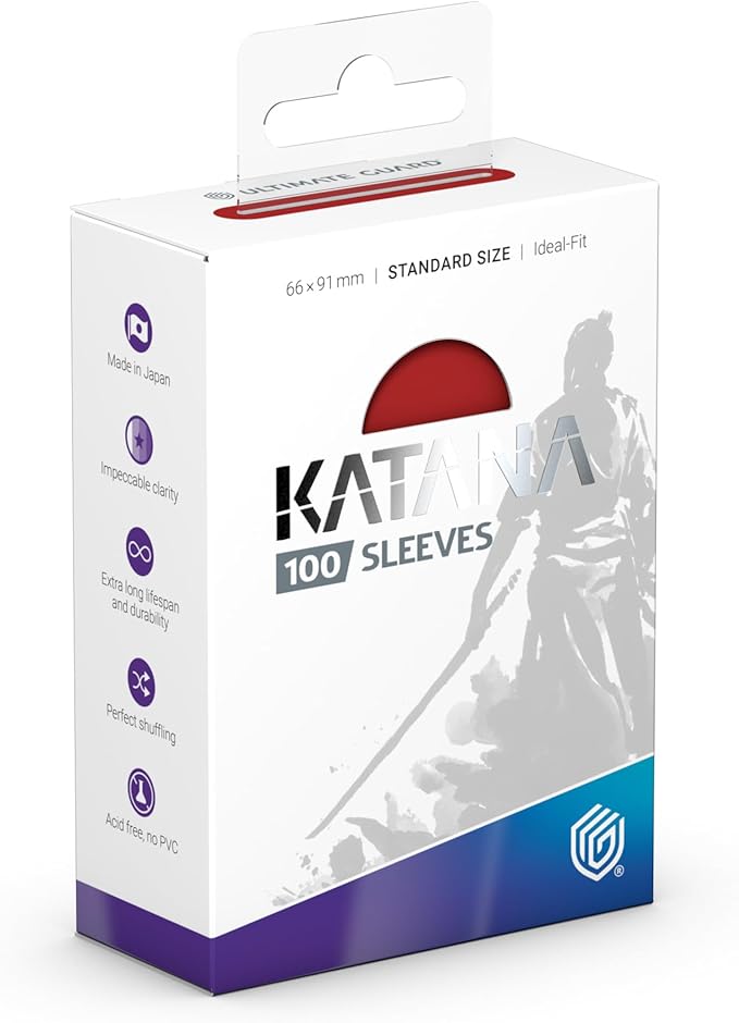 Ultimate Guard Katana Card Sleeves: 100 Standard Size TCG Sleeves, 66 x 91mm, Rising Sun Back, Tournament Quality, No PVC & Acid-Free, High Clarity