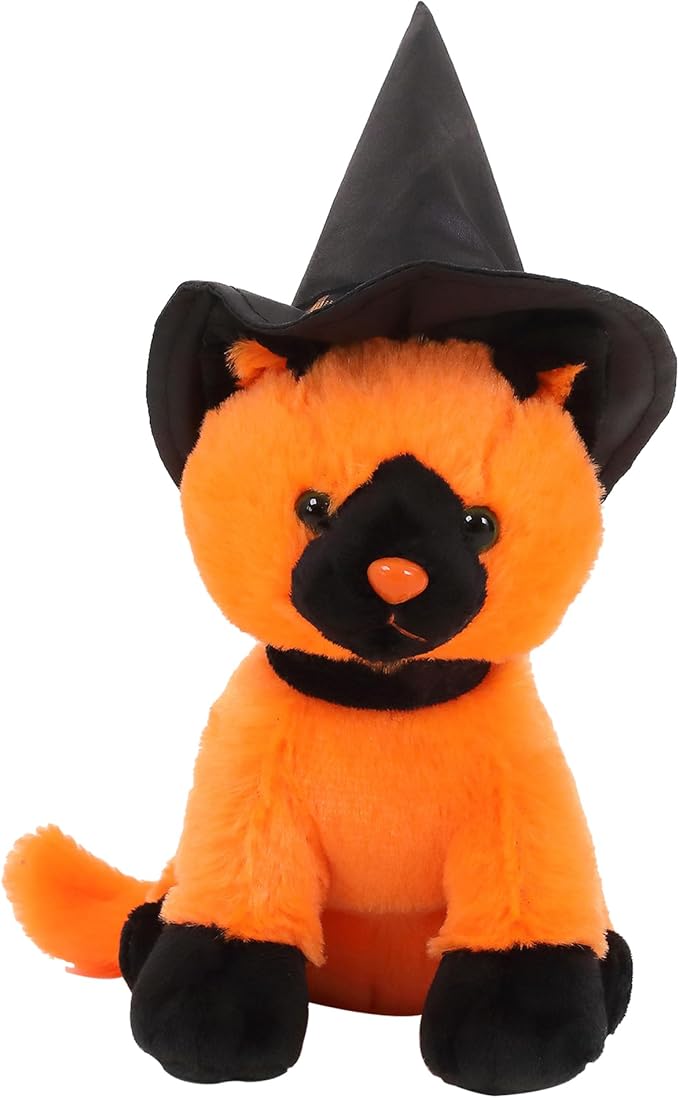 Aliens Spooky Halloween Witch Cat Stuffed Animal - Adorable & Cuddly Plush Toy - Perfect Halloween Decor & Gift - Limited Edition Collectible 7 inch Orange Witch
