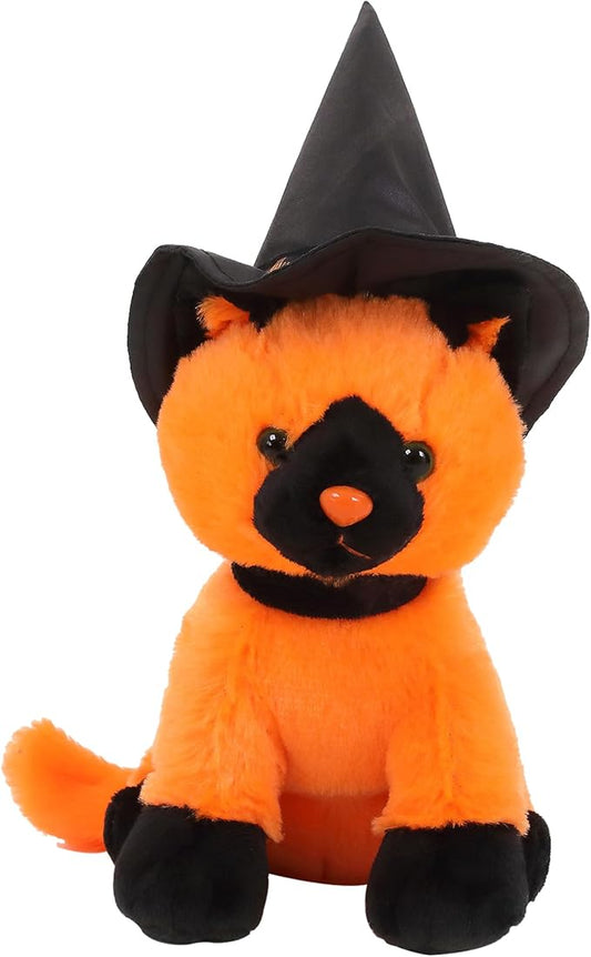 Aliens Spooky Halloween Witch Cat Stuffed Animal - Adorable & Cuddly Plush Toy - Perfect Halloween Decor & Gift - Limited Edition Collectible 7 inch Orange Witch