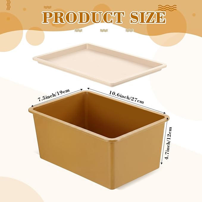 4 Pcs Storage Bins with Lids Plastic Stackable Containers for Classroom Room Organizing Shelves Christmas Ornament Box Baskets(Mixed Color,Small)