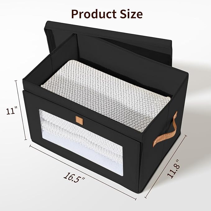 DIMJ Storage Bins with Lids - 8 Pack Large Fabric Closet Organizer with Window & Handles, Collapsible Decorative Storage Boxes for Shelves Under Bed, Books Clothes Blankets Sweaters Organization