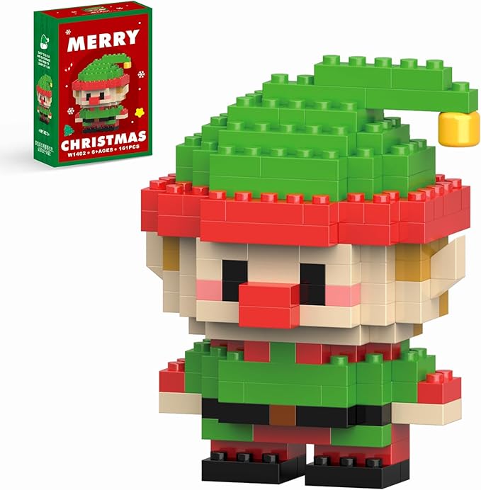 Christmas Building Blocks Compatible for Lego Christmas Elf Micro Blocks Stacking New Toys Holiday Present Box New Year Gifts for Kids Ages 6+ Boys and Girls(Elf)