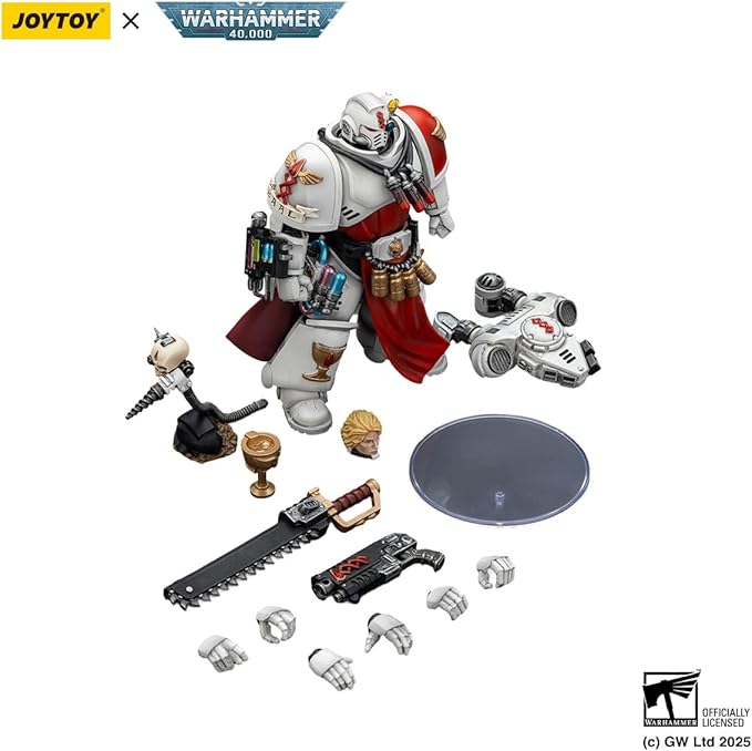 JOYTOY Warhammer 40K Blood Angels Sanguinary Priest with Heavy Bolt Pistol, chainsword and narthecium 1:18 Scale Action Figure Mecha Joy Toy Collection Model 4.84in