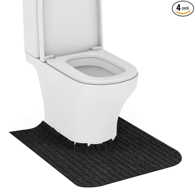 Round Commode Potty Training Mats for Boys, Toilet Training Mats, Potty Training Toilet Rugs, Toilet Rugs u Shaped,Toilet mats for Bathroom,Machine Repeatedly Washable(4 Pack, Black)