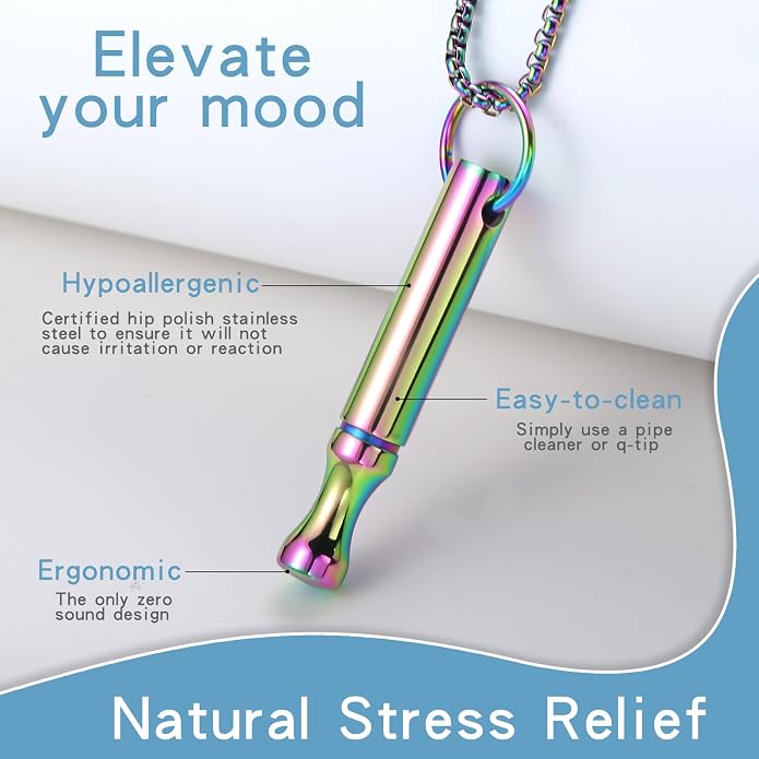Mindfulness Breathing Necklace Stress Relief Pendant Stainless Steel Anxiety Breathe Necklace for Women Men