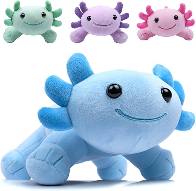Axolotl Plush Toy, 10.8” Soft Cute Axolotl Stuffed Cotton Plush Pillow Kawaii Salamander Animal for Boys Girls Kids Gift (Blue)