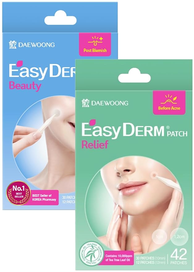EasyDerm Pimple Patch Duo 84 Counts | Beauty Hydrocolloid Patch(42ea) + Relief Invisible Patch(42ea) Tea Tree Oil for Zit, Blemish, Breakout Care | Travel Essentials, Clear Skin Season