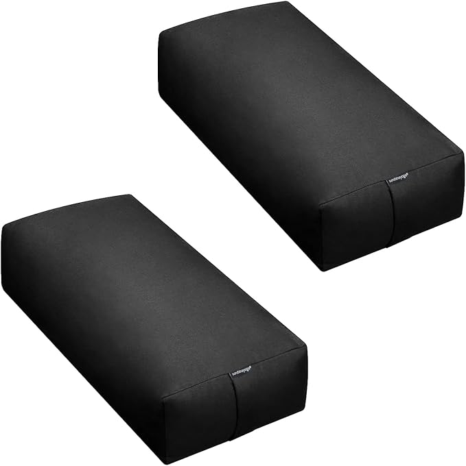 Extra Firm Large Yoga Bolster, 24" x 12" x 6" Cinched OR Zippered Yoga Pillow, Rectangular Cotton Cushion With Removable Cover for Studios, 1 Pack or 2 Pack