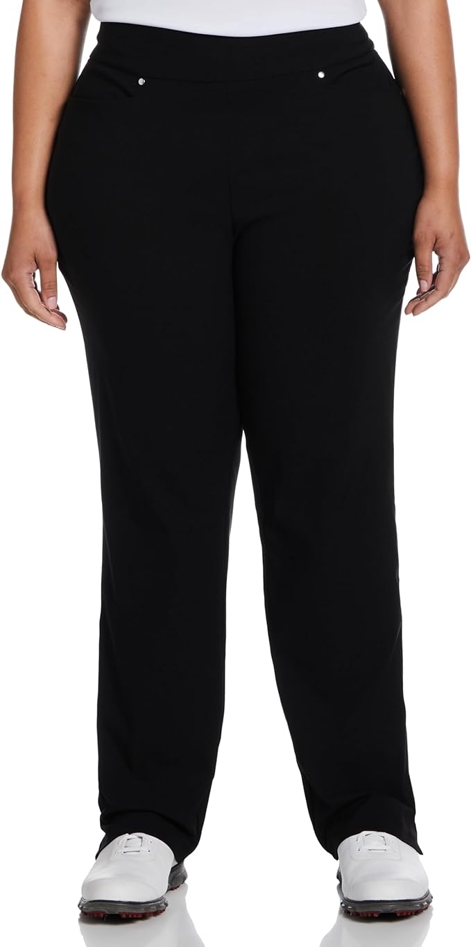 PGA Tour Women's Stretch Golf Pants with Pull-on Waist, 31" & 32" Inseams, Tummy Control, Moisture-Wicking, Sun Protection