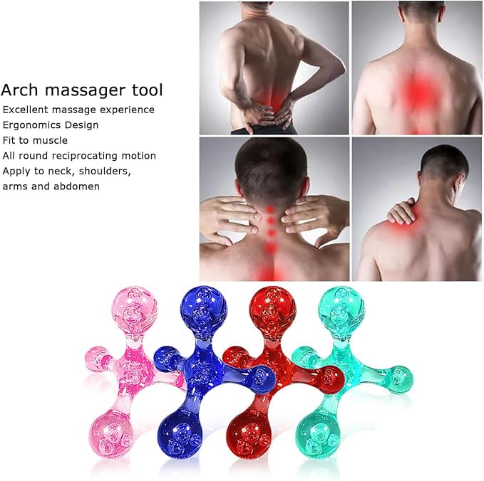 Manual Trigger Point Massage Tool, 2 Pcs 4 Knob Massager Deep Tissue Manual Massager Pressure Point Palm Massage Tool Handheld Back Massagers for Muscle Pain Stress Relief (Red)