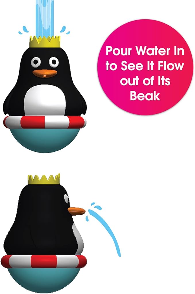 Edushape Roly Poly Penguin - Toddler Bath Toys - Early Child Development Learning Boys & Girls Water Bath Toy - Baby Bath Toys for Toddlers 1-3 Teaches Cause and Effect, Physics, and STEM