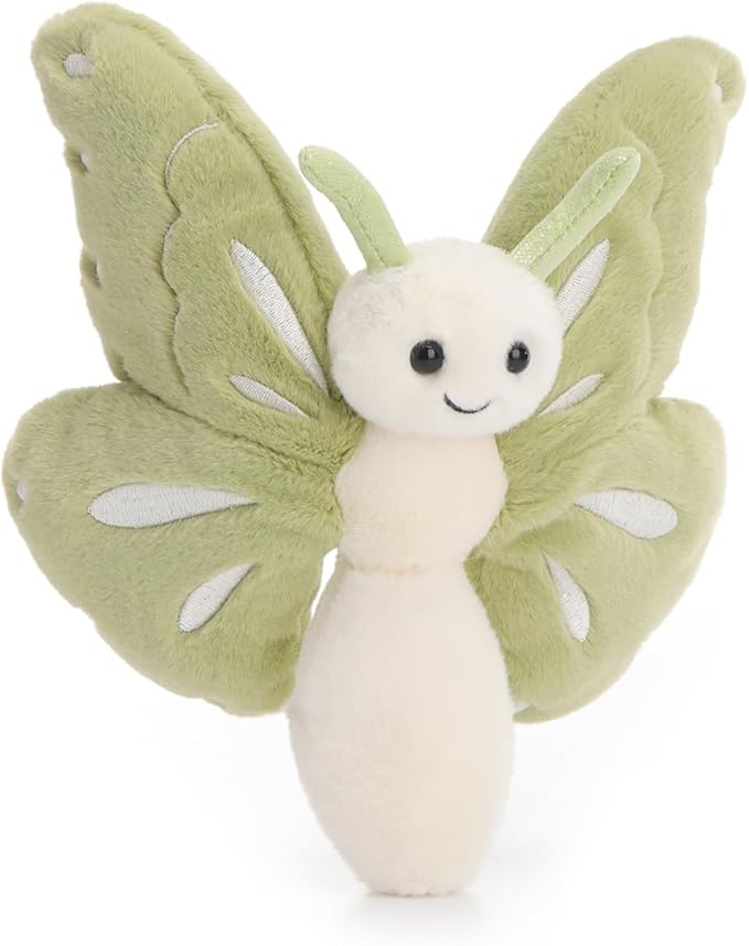 Apricot Lamb Matcha Butterfly Stuffed Animals for Kids, Soft Cute Plush Toys for Baby Girl and Boy, 7.5 Inches