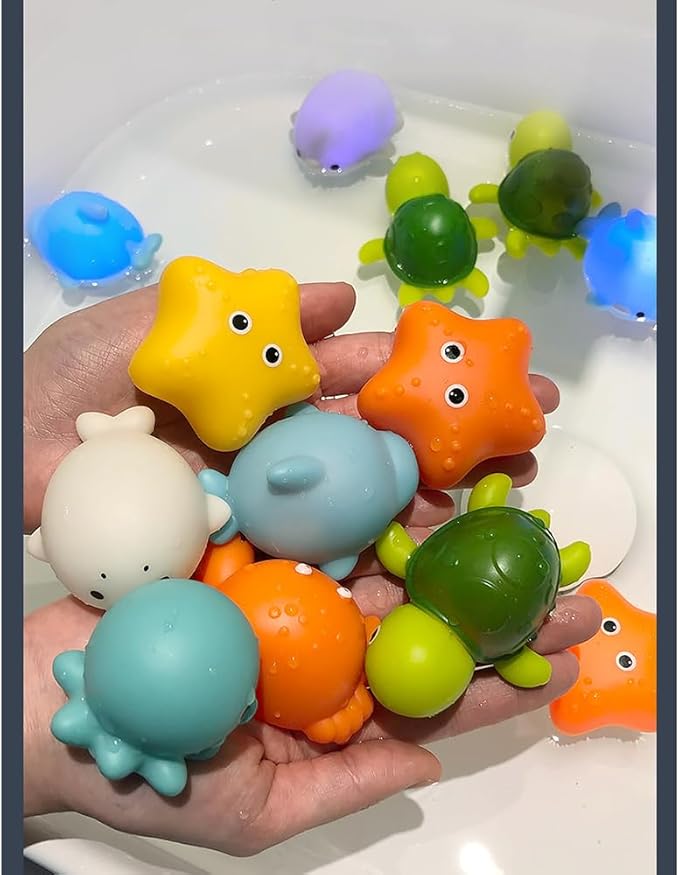 No Hole Animal Bathtub Toys Baby Bath Tub Toys for Toddlers Boys Girls , Mold Free Bath Toys Tub Beach Pool Shower Float Rubber Toys
