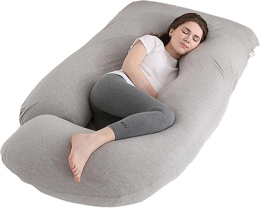 Jcickt Pregnancy Pillow for Sleeping,59 inch Maternity Pillow with Removable Washable Cover,J-Shaped Cooling Full Body Pregnant Pillow -Support for Backs,Legs, Belly, HIPS, Improve Sleep -Gray
