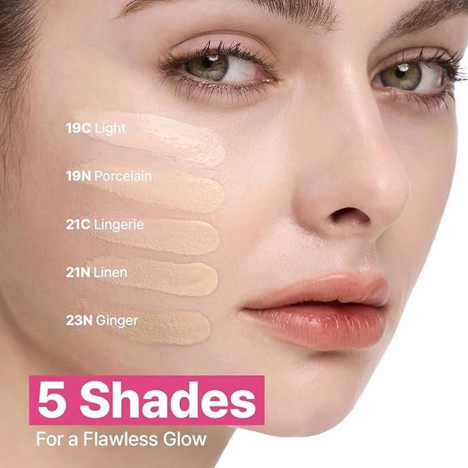 CLIO Kill Cover Mesh Glow Essential Cushion Foundation, Buildable Ultra-Fit Coverage with Glow Finish, Long-Lasting Hydration, Natural Cover for Radiant Skin, Korean Foundation (19N PORCELAIN)