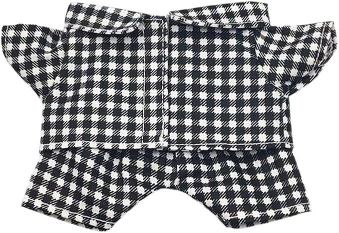 niannyyhouse 10cm 15cm 20cm Plush Doll Clothes Shirt Pants Multi-Color Plaid Pajama Set Doll Dressup (Black, 10cm)