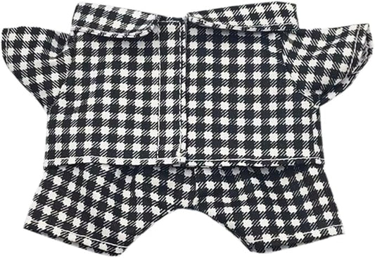 niannyyhouse 10cm 15cm 20cm Plush Doll Clothes Shirt Pants Multi-Color Plaid Pajama Set Doll Dressup (Black, 20cm)