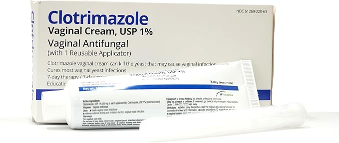 H2 pharma Clotrimazole Cream, USP 1%, 1.59 oz Tube with 1 Reusable Applicator, 7-Day Treatment