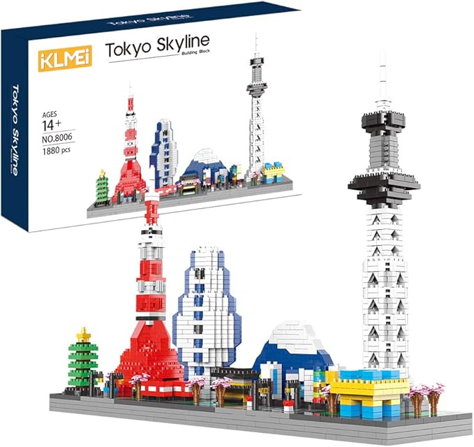 Japanese Architecture Tokyo Skyline Micro Building Blocks for Adults and Kids Ages of 14+ – Challenging Construction Set 1880 Pieces, Perfect Home and Office Decoration