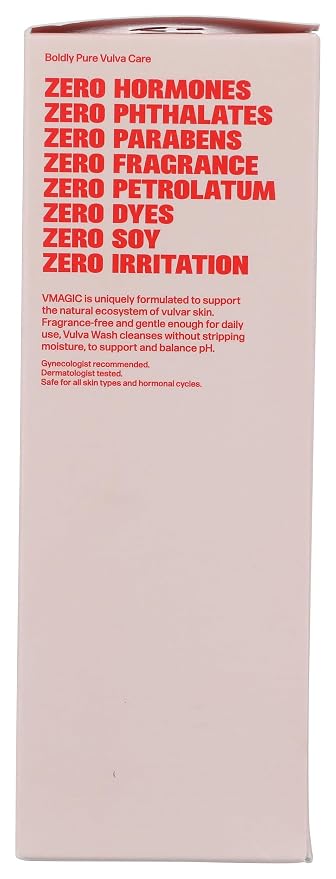 Vmagic Gentle Feminine Wash by Medicine Mama’s Apothecary – pH Balanced to Cleanse and Rejuvenate Intimate Skin with Chamomile, Collagen, Vitamin E and Sage – Hormone Free — 8 oz