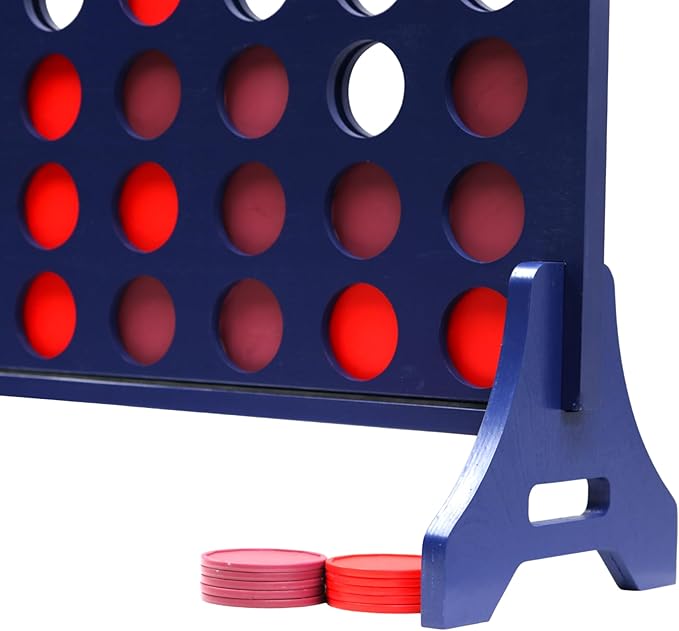 Tailgating Pros Premium Navy Giant Four in a Row with Carrying Case - Jumbo Oversized Outdoor Yard Game - Connect Multiple Pucks in a Row to Win - Many Puck Colors Available!