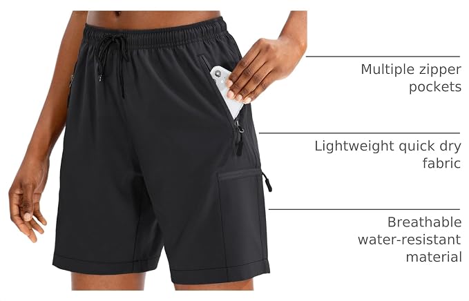 SANTINY Women's 5''/ 7''/9'' Hiking Cargo Shorts Quick Dry Lightweight Summer Shorts for Women Athletic Golf Zipper Pockets
