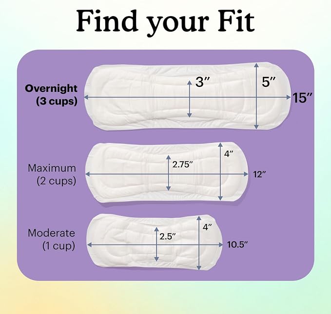 Because Overnight Incontinence Pads for Women – Moderate-to-Heavy Absorbency for Nighttime Use, Long-Length Protection, 120 Count, New Version