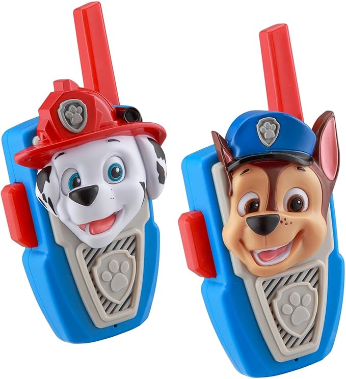 eKids Paw Patrol Chase Marshall Walkie Talkies for Kids, Static Free and Extended Range, Indoor and Outdoor Toys (Chase Marshall)