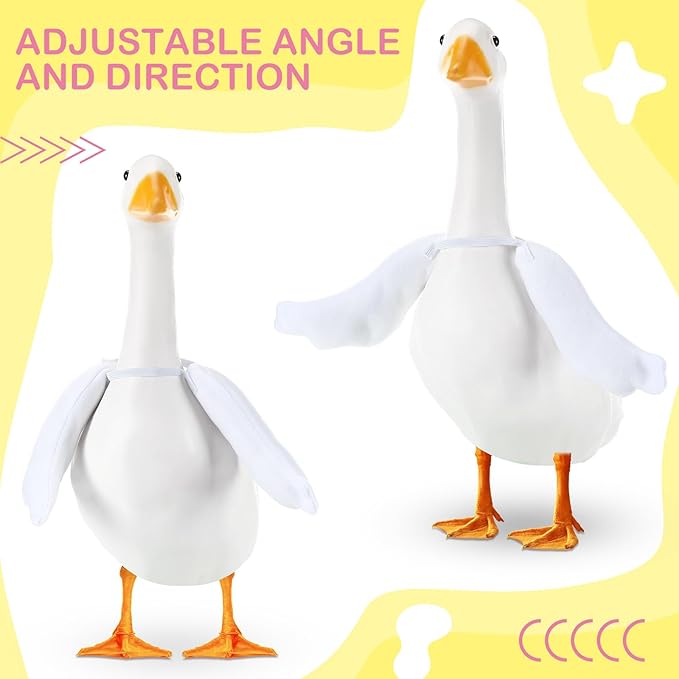 Abbylike Poseable Goose Wings for 23”- 28" Porch Lawn Goose Outfit Accessories Poseable White Wings for Outdoor Patio Yard Lawn Art Decoration (1 Pcs,Rippled Edge)