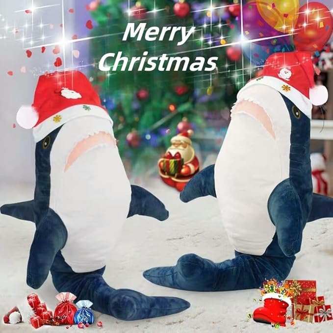 39.3 Inch Giant Shark Plush Stuffed Animal Toy Soft Plush Pillow Shark Stuffed Sea Animals for Boy's and Girl's Room Sofa Decoration and Holiday Birthday Gift