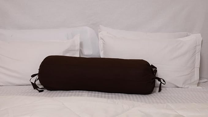 Saffron Quilted Bolster Pillow Cover (Brown, 8" Diameter x24 Long (20 cm x 60 cm))