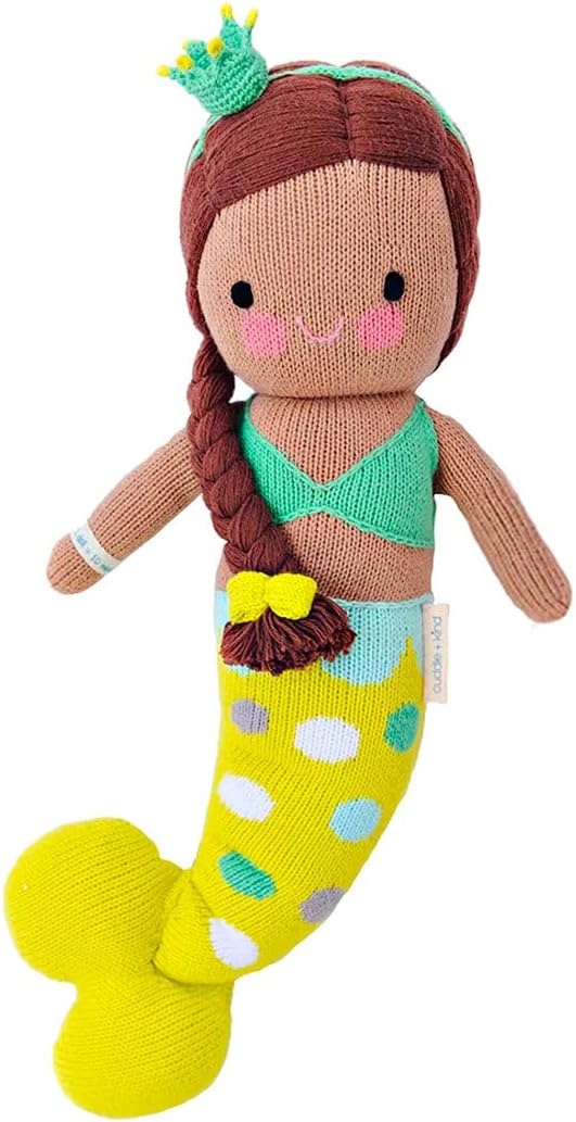 cuddle + kind Pearl The Mermaid Little 13" Hand-Knit Doll – 1 Doll = 10 Meals, Fair Trade, Heirloom Quality, Handcrafted in Peru, 100% Cotton Yarn