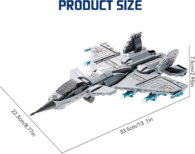 Military Fighter Jet Building Set for Boys Age 8-12,Airplane Aircraft Model Toys with Foldable Wings,Army Plane Kits,STEM Birthday Gifts for Old Kids Adult Teens 6+ 8-14(577PCS)