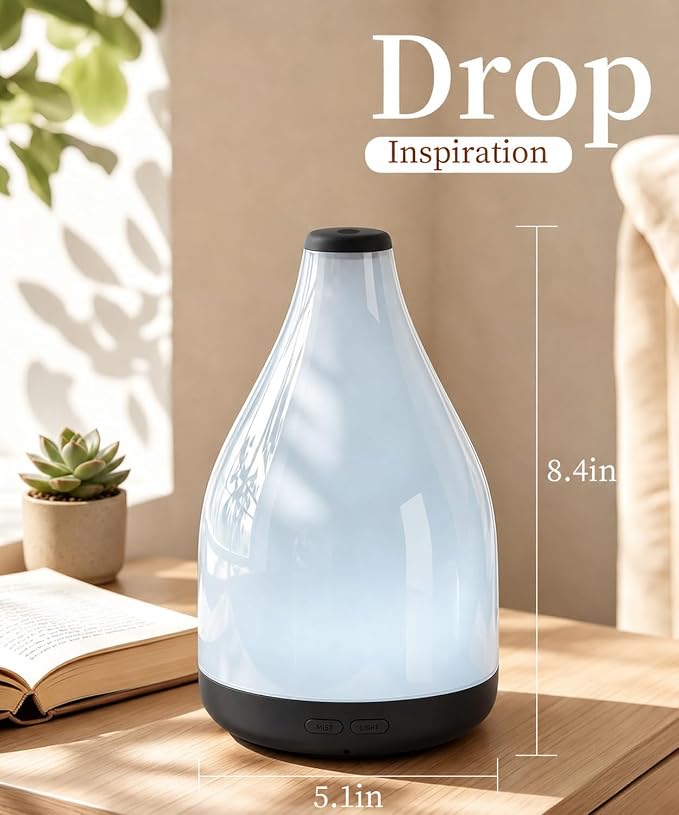 Modern Oil Diffuser for Essential Oils, Large Capacity 300ml Aroma Diffusers for Home Office Living Room, Ultrasonic Cool Mist 12H Fragrance, Meditation, Yoga, 1-3-6 Hours Timer Off, Black