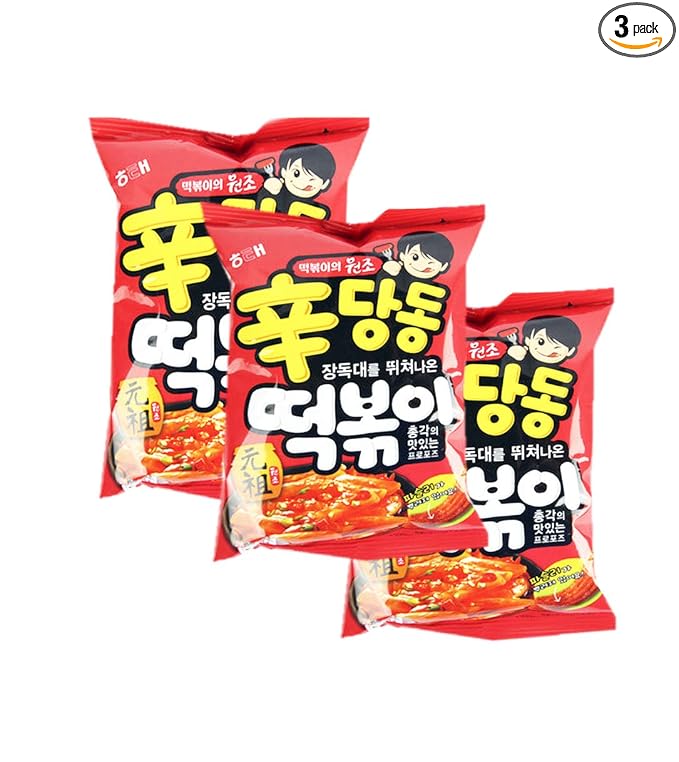 Korean Spicy Rice Cake Flavor Snack Shindangdong Tteokbboki 신당동 떡볶이과자 2.47oz, 3 Pack (Original)