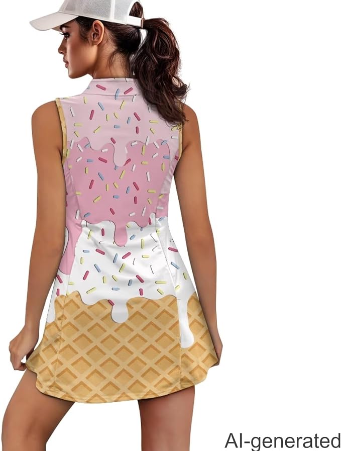 Golf Dress Tennis Dresses for Women with Built in Shorts and Pockets Sleeveless Athletic Dress Workout Dress