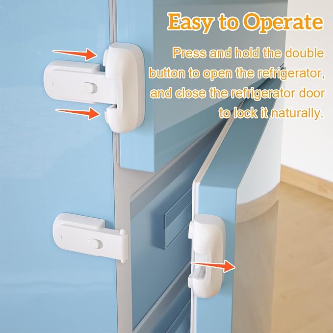 SAFELON 2 Pcs Baby Safety Fridge Lock, Child Proof Refrigerator Freezer Door Lock, Protect Refrigerators with Damaged Sealing Strips (White)