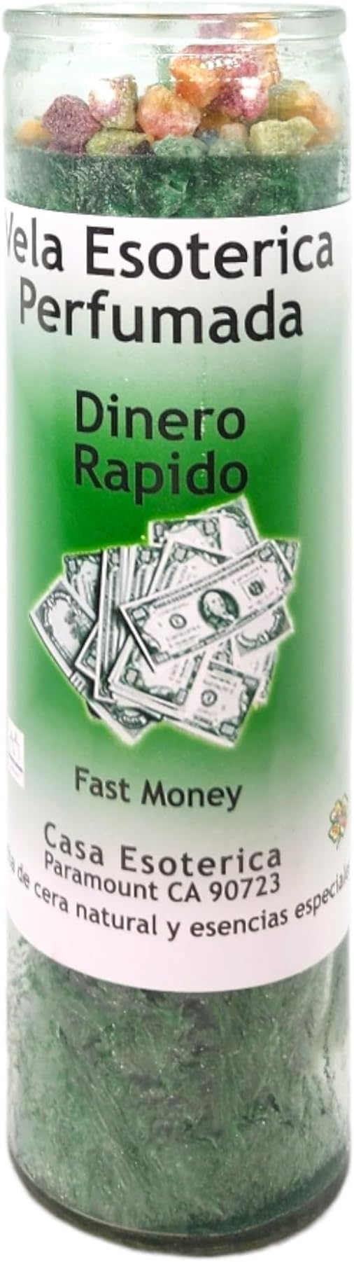 Fast Money-Palm Wax Spiritual Intention Spell Candle-[Green] | Vela CASA ESOTERICA PERFUMADA- (Dinero RAPIDO)